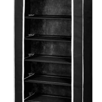 Schoenenkast met hoes 57x29x162 stof zwart 8