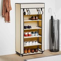 Schoenenkast met hoes 58x28x106 cm stof cr&egrave;me 3