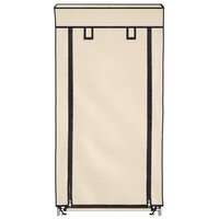 Schoenenkast met hoes 58x28x106 cm stof cr&egrave;me 4