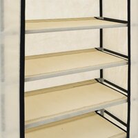 Schoenenkast met hoes 58x28x106 cm stof cr&egrave;me 8