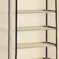 Schoenenkast met hoes 57x29x162 cm stof cr&egrave;me 8