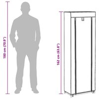 Schoenenkast met hoes 57x29x162 cm stof cr&egrave;me 10