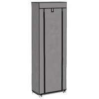 Schoenenkast met hoes 57x29x162 cm stof grijs 2