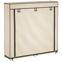 Schoenenkast met hoes 115x28x110 cm stof cr&egrave;me 2
