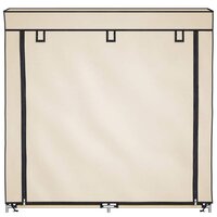Schoenenkast met hoes 115x28x110 cm stof cr&egrave;me 4