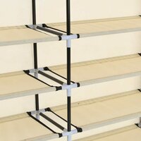 Schoenenkast met hoes 115x28x110 cm stof cr&egrave;me 8