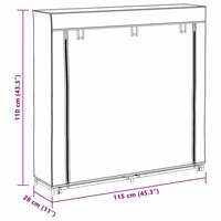 Schoenenkast met hoes 115x28x110 cm stof cr&egrave;me 9
