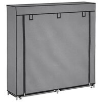 Schoenenkast met hoes 115x28x110 cm stof grijs 2