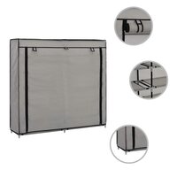 Schoenenkast met hoes 115x28x110 cm stof grijs 7