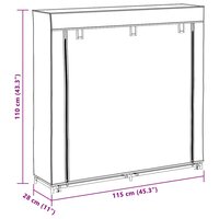 Schoenenkast met hoes 115x28x110 cm stof grijs 9