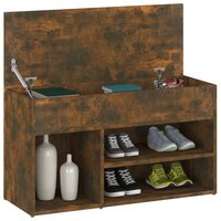 Schoenenbankje 80x30x45 cm bewerkt hout gerookt eikenkleurig 7