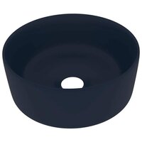 Wastafel rond 40x15 cm keramiek mat donkerblauw 2
