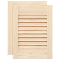 Kastdeuren met lamellen 2 st 39,5x29,5 cm massief grenenhout 2