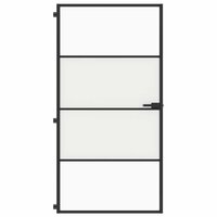 Binnendeur smal 102,5x201,5 cm gehard glas en aluminium zwart 3