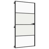 Binnendeur smal 102,5x201,5 cm gehard glas en aluminium zwart 4