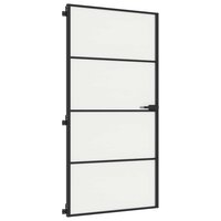 Binnendeur smal 102,5x201,5 cm gehard glas en aluminium zwart 4