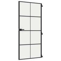 Binnendeur smal 93x201,5 cm gehard glas en aluminium zwart 2
