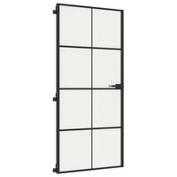 Binnendeur smal 93x201,5 cm gehard glas en aluminium zwart 4