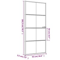 Binnendeur smal 93x201,5 cm gehard glas en aluminium zwart 9