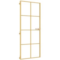 Binnendeur smal 83x201,5 cm gehard glas en aluminium goudkleur 2