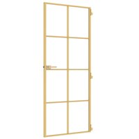 Binnendeur smal 83x201,5 cm gehard glas en aluminium goudkleur 4