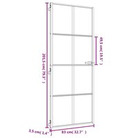 Binnendeur smal 83x201,5 cm gehard glas en aluminium goudkleur 9