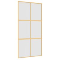 Schuifdeur 102,5x205 cm mat ESG-glas en aluminium goudkleurig 2