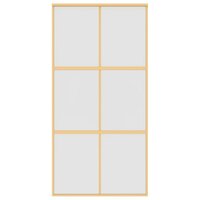 Schuifdeur 102,5x205 cm mat ESG-glas en aluminium goudkleurig 3