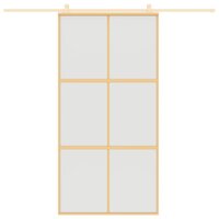 Schuifdeur 102,5x205 cm mat ESG-glas en aluminium goudkleurig 8