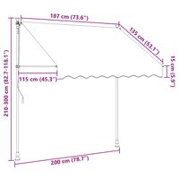 Handmatig uitschuifbare luifel Zwart 200 cm 8