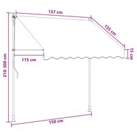 Handmatig uitschuifbare luifel Bruin 150 cm 7