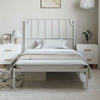 Bedframe met hoofdbord metaal wit 100x200 cm 3