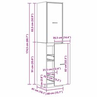 Apothekerskast 40x41x174,5 cm bewerkt hout artisanaal eiken 12