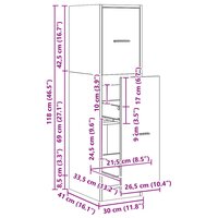 Apothekerskast 30x41x118 cm bewerkt hout artisanaal eikenkleur 11