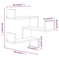Hoekwandschap 40x40x50 cm bewerkt hout grijs sonoma eikenkleur 8