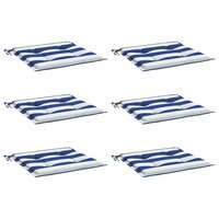 Tuinstoelkussens 6 st gestreept 40x40x4 cm stof wit en blauw 3