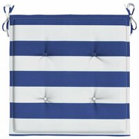 Tuinstoelkussens 6 st gestreept 40x40x4 cm stof wit en blauw 5