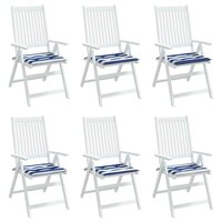 Tuinstoelkussens 6 st gestreept 40x40x4 cm stof wit en blauw 7