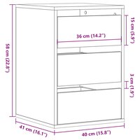 Ladekast 40x41x58 cm bewerkt hout oud houtkleurig 10