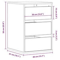Ladekast 40x41x58 cm bewerkt hout artisanaal eikenkleurig 10