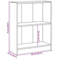 Boekenkast 60x24x76 cm bewerkt hout grijs sonoma eikenkleurig 10