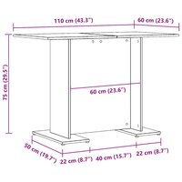 Eettafel 110x60x75 cm bewerkt hout artisanaal eikenkleurig 11