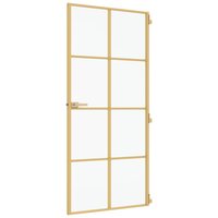 Binnendeur smal 93x201,5 cm gehard glas en aluminium goudkleur 4