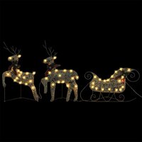 Kerstdecoratie rendieren en slee 60 LED&amp;apos;s goudkleurig  3