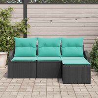 Bankstel met kussen 4 pcs Zwart poly rattan 3