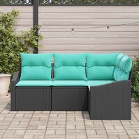 Bankstel met kussen 4 pcs Zwart poly rattan 3
