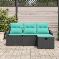 Bankstel met kussen met opslag 4 pcs Zwart Poly riet 3