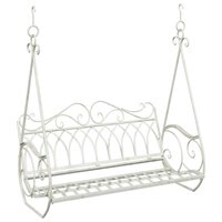 Schommelbank Staal 112 x 60 x 126,5 cm Antiek wit 2