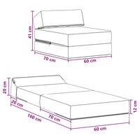 Vouwbare Bankbed Lichtgrijs 60 x 70 x 41 cm Stof 10