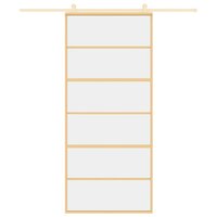 Schuifdeur 90x205 cm helder ESG-glas en aluminium goudkleurig 8